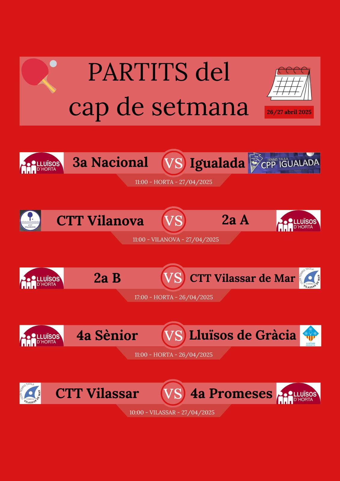 Partits 26 i 27 abril